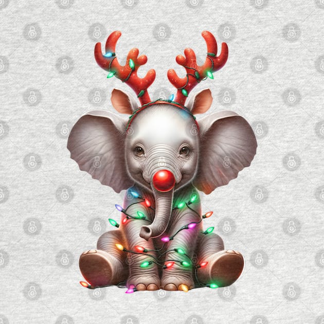 Christmas Red Nose Elephant by Chromatic Fusion Studio